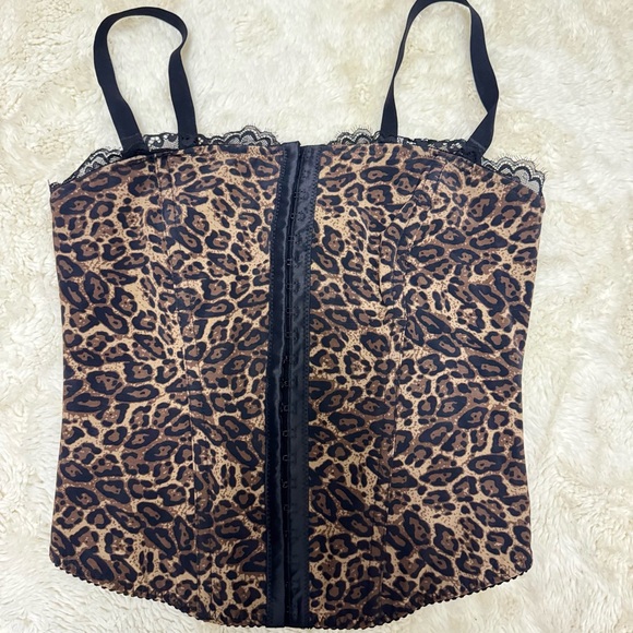 Popilush leopard lace trim corset top - Picture 3 of 4